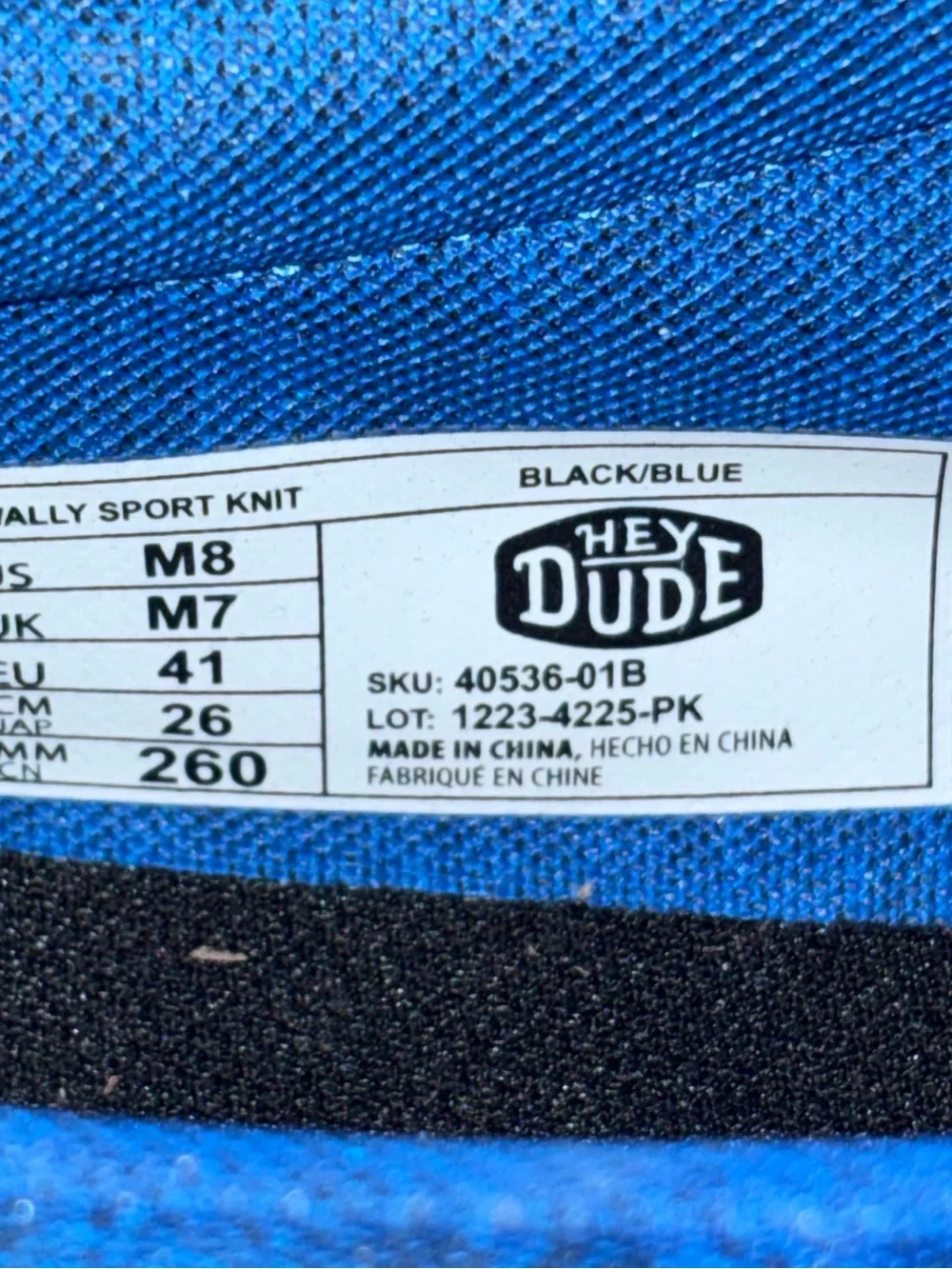 HEY DUDE WALLY SPORT KNIT MENS Size 8 Unreleased  BLUE/BLACK New